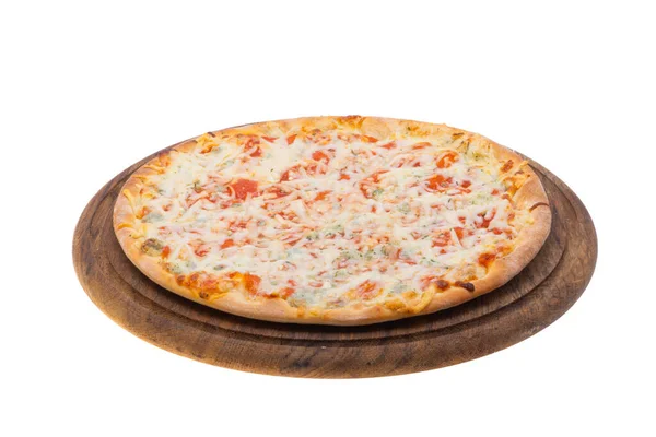Formaggio Pizza Isolata Sfondo Bianco — Foto Stock