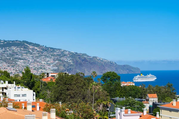 Paisaje Ciudad Funchal Madeira Con Barco — Foto de Stock