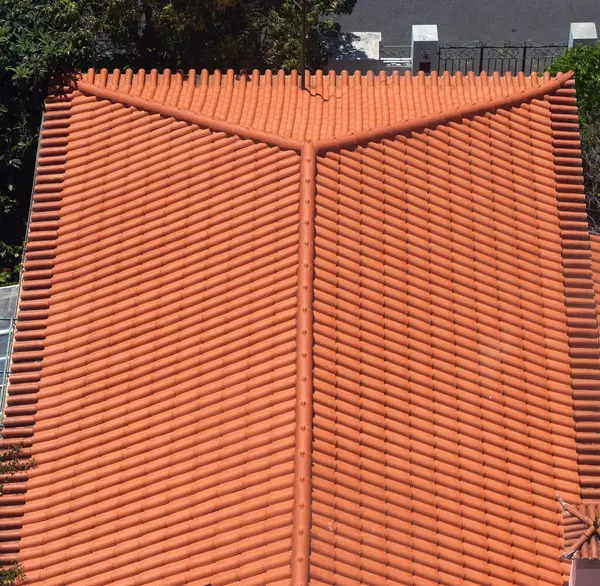 Крыша Красной Плиткой Крупным Планом — стоковое фото
