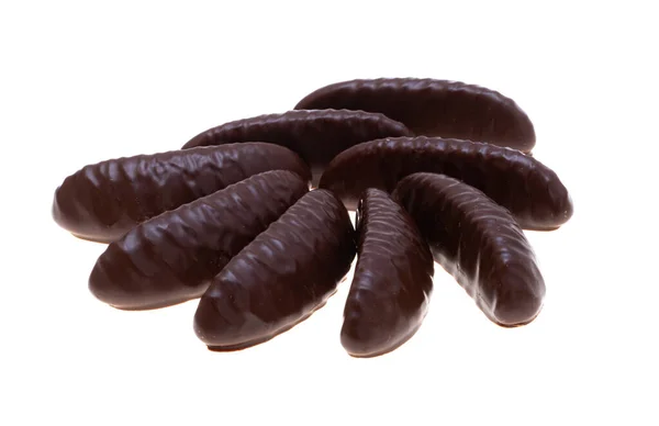 Chocolade Snoepjes Met Gelei Vulling Geïsoleerd Witte Achtergrond — Stockfoto