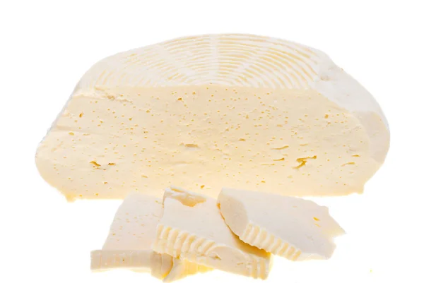Φρέσκο Τυρί Απομονωμένο Λευκό Φόντο — Φωτογραφία Αρχείου