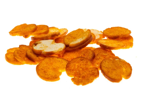 Chips Pão Isolado Fundo Branco — Fotografia de Stock