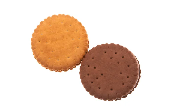 Sandwich Cookies Isolerad Vit Bakgrund — Stockfoto