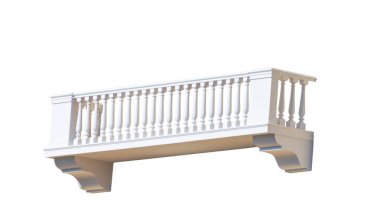Beyaz zemin üzerinde taş balkon izole