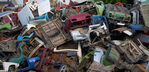 Müllkippe Alter Autos Aus Nächster Nähe — Stockfoto