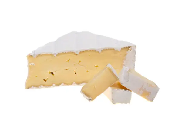 Brie Peyniri Beyaz Arkaplanda Izole — Stok fotoğraf