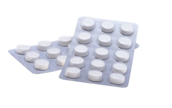 Opakowanie Tabletek Izolowanych Białym Tle — Zdjęcie stockowe