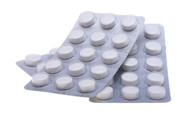 Opakowanie Tabletek Izolowanych Białym Tle — Zdjęcie stockowe