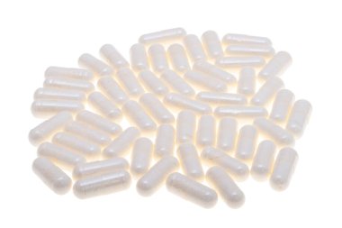 tıbbi kapsüller beyaz arkaplanda izole