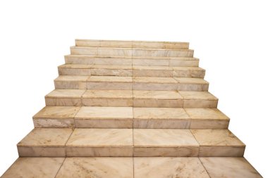 beyaz arkaplanda izole edilmiş mermer basamaklar