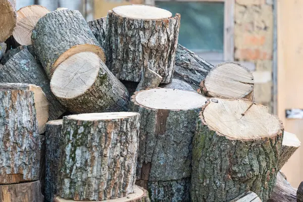 Background Cut Oak Firewood — Stock Photo, Image