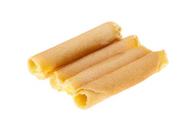 Beyaz arka planda limon kremalı waffle ruloları