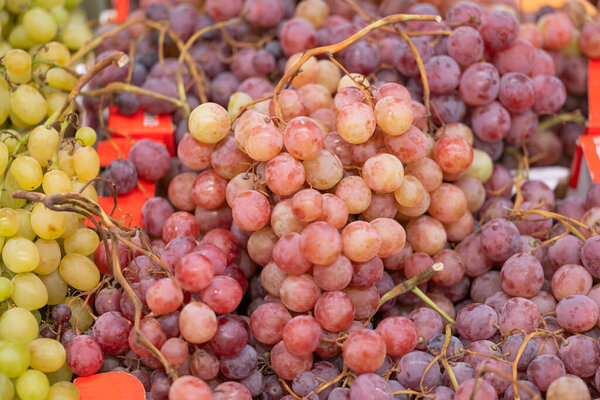 background of grapes at the market