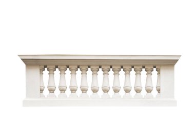 Beyaz arkaplanda klasik taş parmaklıklar