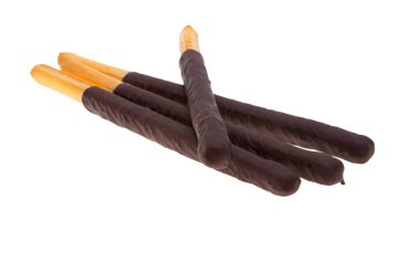 Grissini 'nin çikolatası beyaz arka planda izole edilmiş.