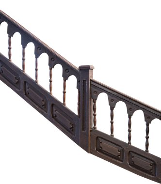 Beyaz arkaplanda izole edilmiş ahşap parmaklıklar