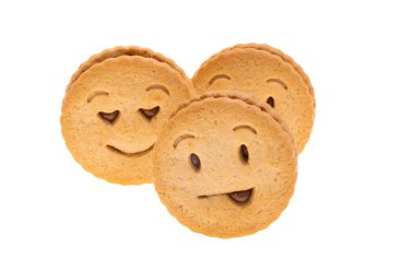 Cookie Smiley beyaz arkaplanda izole edildi