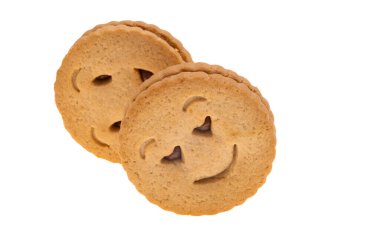 Cookie Smiley beyaz arkaplanda izole edildi