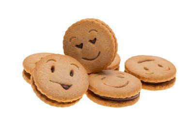 Cookie Smiley beyaz arkaplanda izole edildi