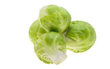 Beyaz arkaplanda Brüksel lahanası