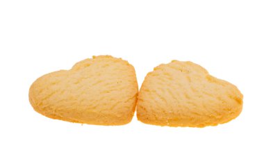 Çerezler kalpler izole beyaz zemin üzerine