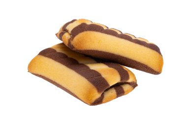 beyaz arkaplanda izole edilmiş çizgili kurabiyeler