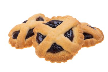 Beyaz arkaplanda izole edilmiş reçelli çerez