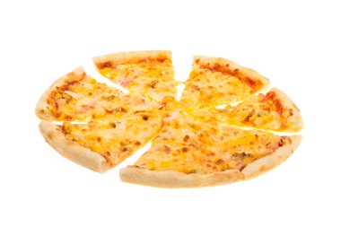 Beyaz arka plan üzerinde izole dilimlenmiş pizza