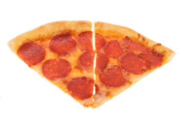 Beyaz arkaplanda izole edilmiş pizza