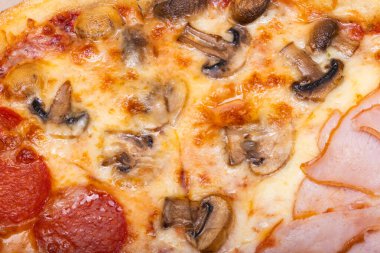 Güzel pizza arka planı. Yakın plan.