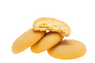 Beyaz arkaplanda kremalı limon kurabiyeleri