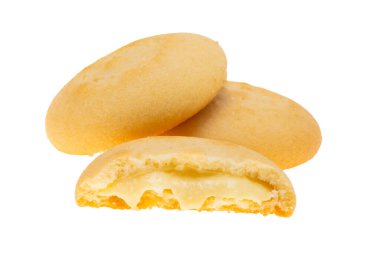 Beyaz arkaplanda kremalı limon kurabiyeleri