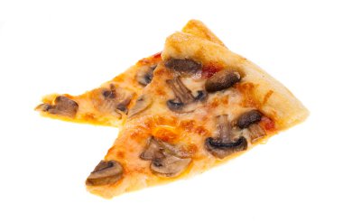 Beyaz arka planda izole edilmiş pizza dilimi