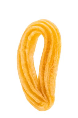 İspanyol Churros kızartılmış beyaz arka planda izole edilmiş.