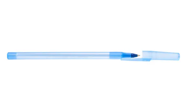 蓝色钢笔 白色背景隔离 — 图库照片
