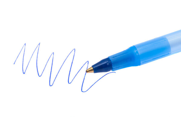 blue pen isolated on white background