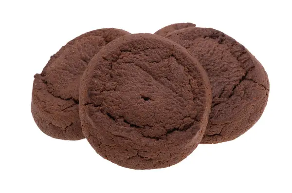 在白色背景上分离的巧克力饼干 免版税图库照片