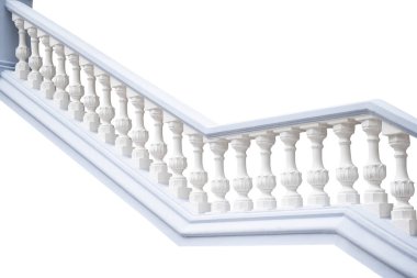 Beyaz arkaplanda taş parmaklıklar izole edildi