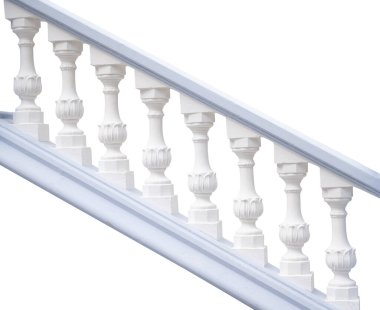 Beyaz arkaplanda taş parmaklıklar izole edildi