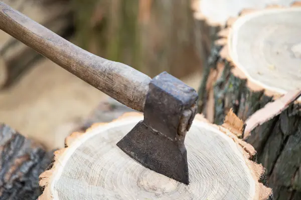 Chopping Wood Close — Stock Photo, Image