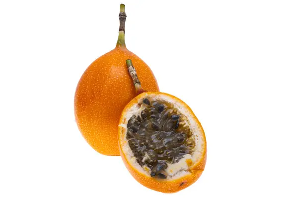 Orange Passion Frukt Isolerad Vit Bakgrund Royaltyfria Stockbilder