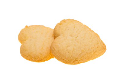 Beyaz arkaplanda izole edilmiş tereyağlı kurabiyeler