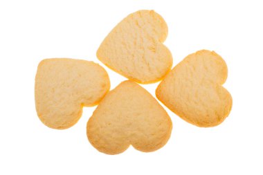 Beyaz arkaplanda izole edilmiş tereyağlı kurabiyeler