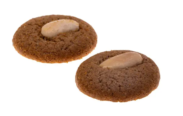 Biscoitos Com Amêndoas Isoladas Fundo Branco Fotografia De Stock