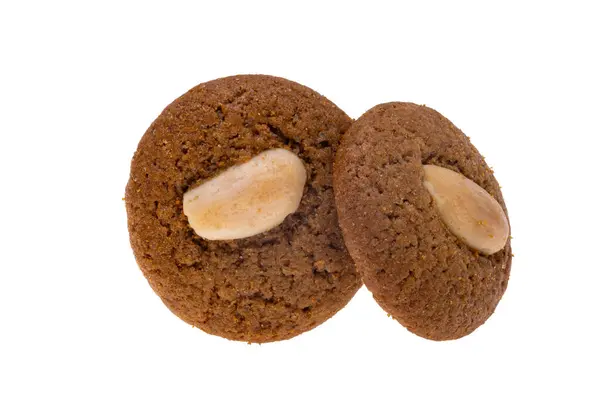 Biscoitos Com Amêndoas Isoladas Fundo Branco Imagem De Stock