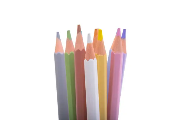 पांढरा पार्श्वभूमीवर वेगळे रंगीत पेन्सिल विना-रॉयल्टी स्टॉक इमेज