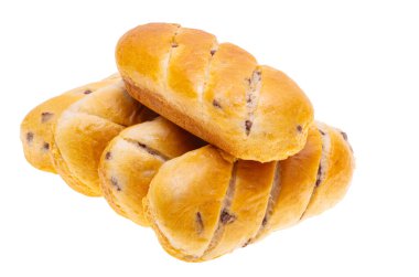 Çörek çikolata damla beyaz arka plan üzerinde izole