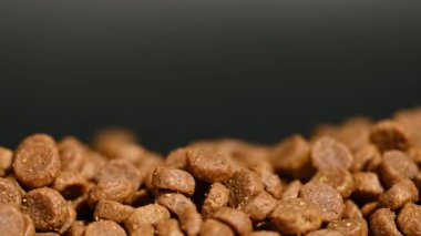 Koyu bir arka planda köpek maması.