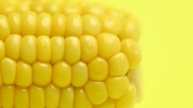 Sarı haşlanmış tatlı mısır. Yakın plan.