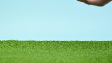 konsept gayrimenkul mavi gökyüzü ve yeşil çimen geçmişi